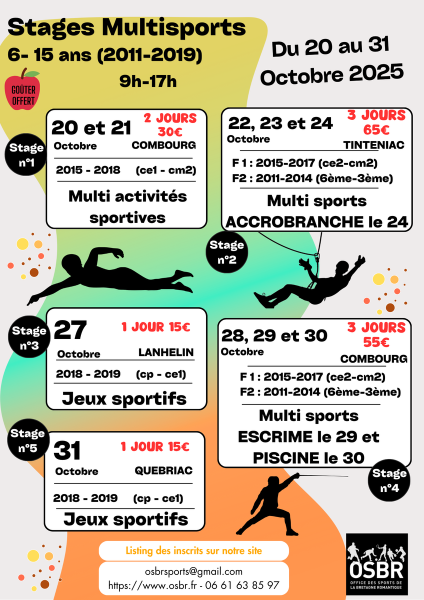 STAGES SPORTIFS AUTOMNE 2025