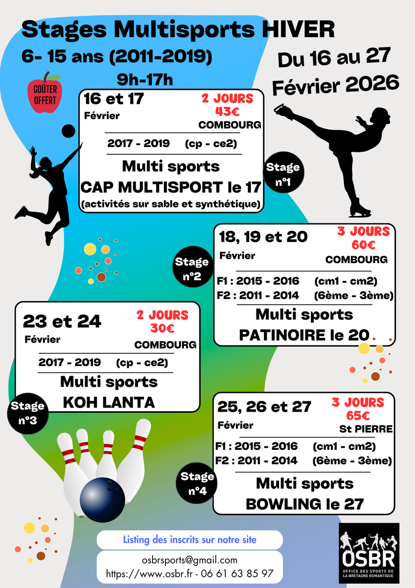 STAGES SPORTIFS FEVRIER