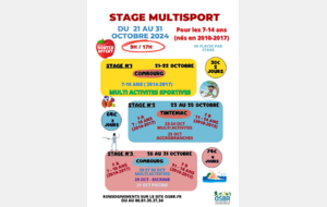 STAGES SPORTIFS VACANCES D'AUTOMNE