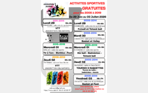 ACTIVITES GRATUITES DU 29 JUIN AU 3 JUILLET